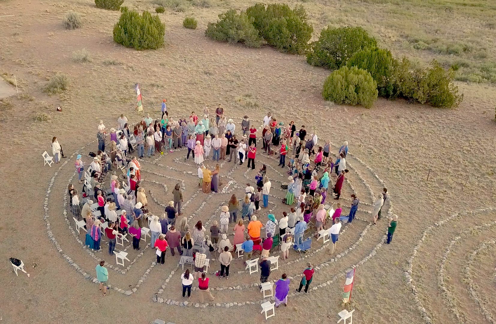 A Cystal Pro Ceremony in the middle of a field at The Chi Center.