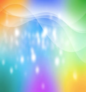 Abstract flowing shapes in orange, blue, and green tones, symbolizing the harmony of Qigong sound and healing, energy movement, and balance