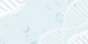 Abstract background image representing the integration of Wisdom Healing Qigong and modern medicine. The soft, pale blue color features a translucent DNA double helix on the right side, symbolizing genetic health and scientific foundations. Floating bubbles add depth and a sense of vitality, reflecting the harmony between ancient healing wisdom and contemporary medical knowledge for holistic well-being.