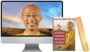 E-Book cover of the Ancient Chinese Healing Secrets by Master Mingtong Gu with a desktop mockup