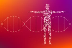 Abstract human body with molecules DNA. Medicine, science and technology concept. Illustration