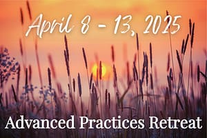 Promotional image for the Advanced Practices Retreat, on April 8-13, 2025