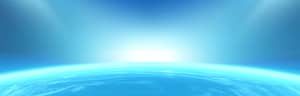 Bright blue view of Earth’s curvature from space with radiant sunlight on the horizon, symbolizing global awakening, new beginnings, and cosmic perspective.